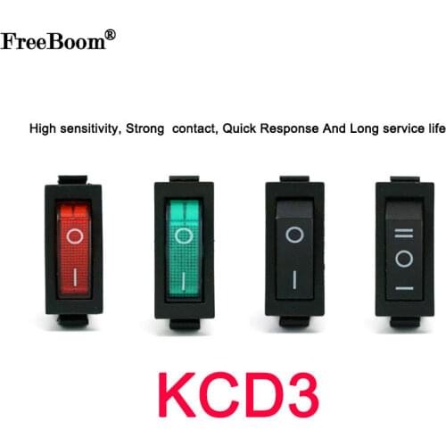 KCD3 Rocker Switch ON-OFF 2/3 Position 3 Pin Electrical equipment With Light Power Switch 16A 250V / 20A 125VAC , 35x31x14mm
