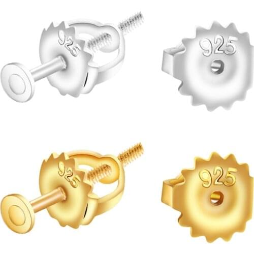 3 Pairs Brass Secure Screw on Earring Backs Replacement for Threaded Post Diamond Earring Studs Screwbacks Locking Backs