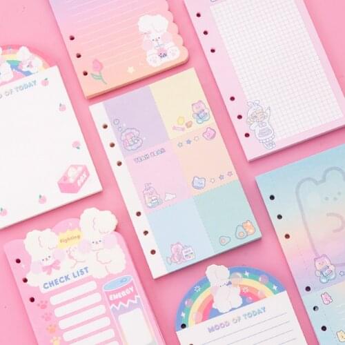 50 Sheets Kawaii Cartoon Bear Rabbit A6 Notebook Paper Refill Spiral Binder Index Inside Page Daily Monthly Weekly Agenda