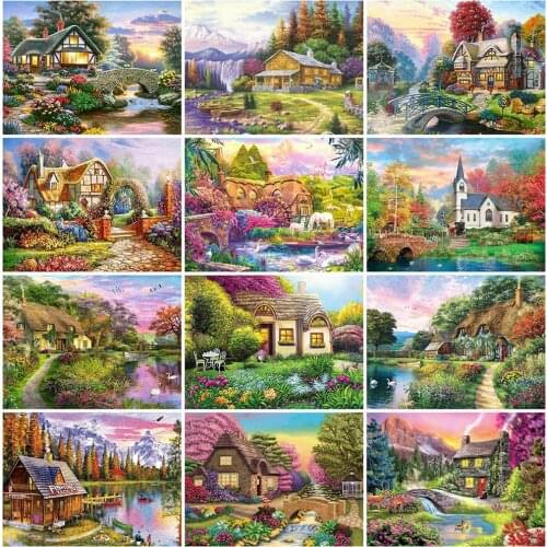 5D Diy Diamond Painting House Handmade Gift 3D Diamond Embroidery Lake Landscape Cross Stitch Mosaic Handmade Craft Home Decor