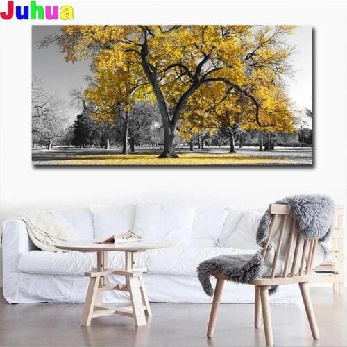 Autumn yellow tree 5D DIY Diamond Painting Full Square/Round landscape Diamond Embroidery Mosaic Home Decor drop shipping