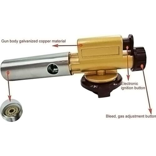 Automatic Flame Gun Torch Butane Electronic Ignition Heating Thrower 803 Copper Gas Burners Maker Cooking Picnic BBQ Welding