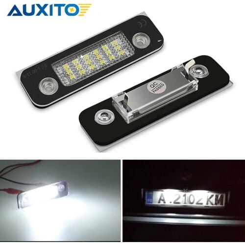 AUXITO 2Pcs Number License Plate Light 6000k Xenon White Canbus Auto Lamp Bulbs For Ford Mondeo mk2 Fiesta Fusion 2009-2020