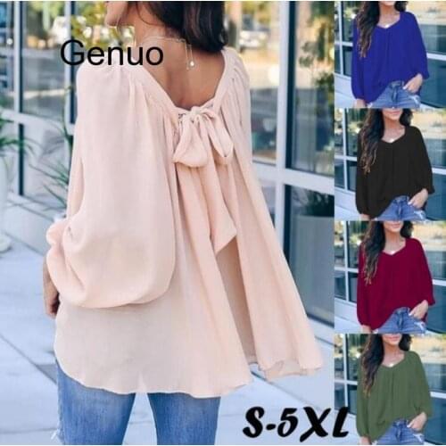 Summer Spring Plus Size Women Chiffon Shirts Vintage Bow Neck Blouse Shirt Loose Chiffon Blouses Tops Pure Top Jumpers