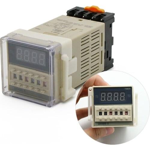 DH48S-S Programmable Double Time Delay Relay 0.1S-99H Repeat Cycle SPDT Timer Relay Voltage DC12V DC24V AC110V AC220V w Socket