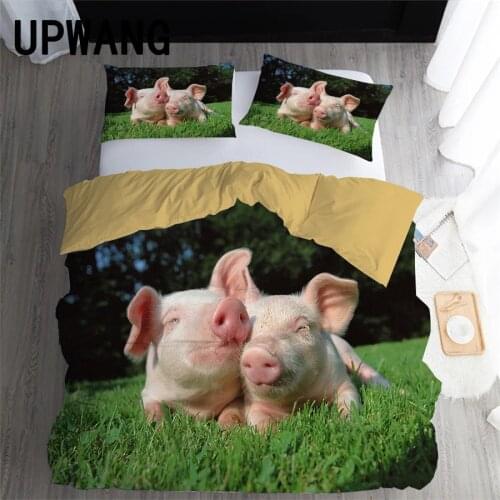 UPWANG 3D Bedding Set Pig Animal Printed Duvet/Quilt Cover Set Bedcloth with Pillowcase Bed Set Home Textiles