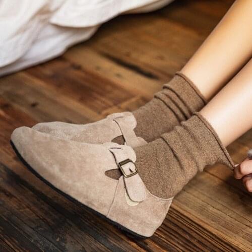 Candy Colors Ruffle Socks Japanese Style Kawaii Cute Solid Winter Thick Warm Womens Socks Cashmere Wool Thermal Crew Sock Gifts