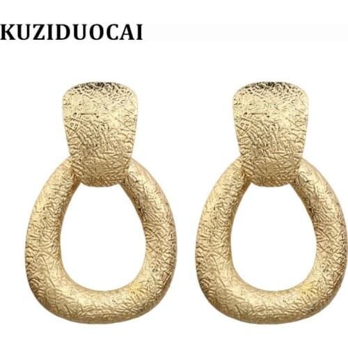 Kuziduocai New Fashion Jewelry Rock Punk Bohe Metal laconic Droplet Statement Drop Earrings For Women Brincos Pendientes E-971