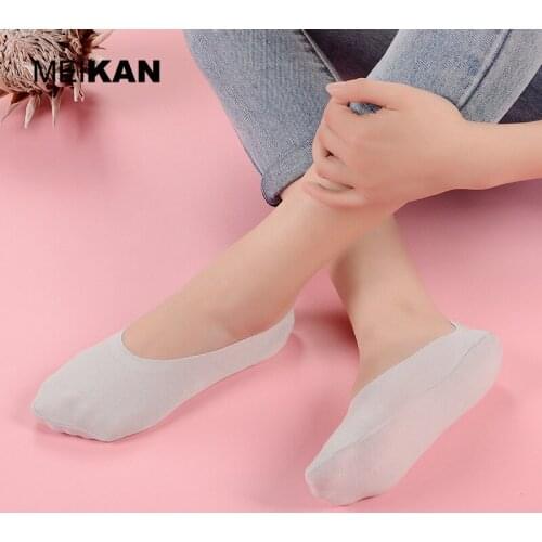 MKJC1904 MEIKAN Brand Women Invisible Socks Combed Cotton Non-slip High-Quality Fashion Soft Breathable Girl Sox Slippers Summer