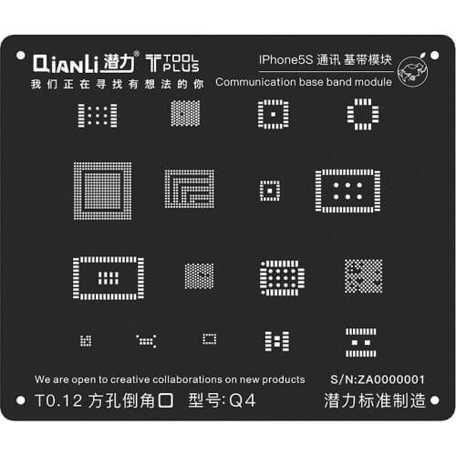 QIANLI iBlack 2D Communication Base Band Module BGA Reballing Square Hole Stencil Net for iPhone 5S-8P