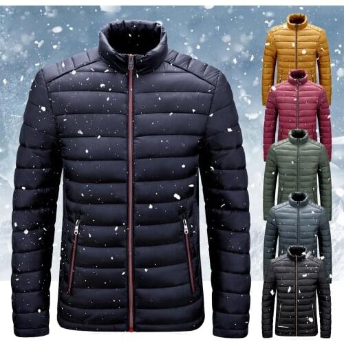 Men Warm Parkas Padded Coat 2021 Winter Brand Casual Thick Windbreaker Jacket Male Solid Color Zipper Down Parkas Plus Size 4XL