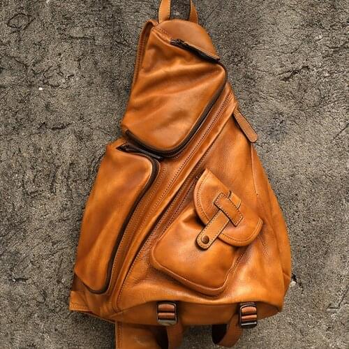 Mens Backpack Travel Bag Mens casual Bag Cow Leather Large Capacity Classic Business Backpack