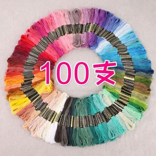 Beginner Mixed 100 colors Cotton embroidery thread Skeins Cross stitch line handmade Accessories Sewing Floss Kit DIY Craft Roll