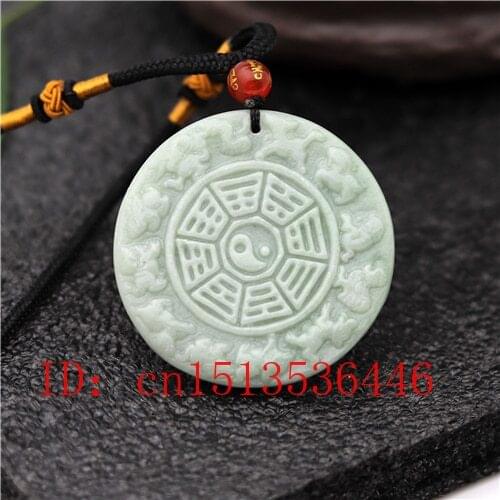 Natural Chinese Zodiac Carved Jade Pendant White Green Tai Chi Gossip Necklace Charm Jewellery Fashion Lucky Amulet Gifts