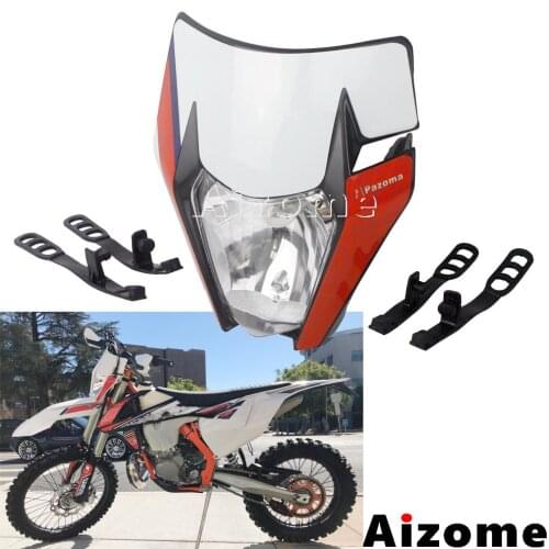 Dirt Bike Black E8 Emark Headlamp Fairing Mask For 300 500 XC-W TPI Six Days 2018 2019 Enduro with Sticker Headlight