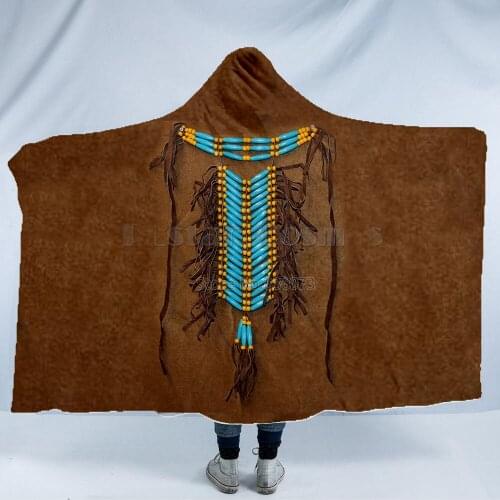 Plstar Cosmos Bear Totem/Native Indian Hooded Blanket 3D full print Wearable Blanket Adults men women style-3