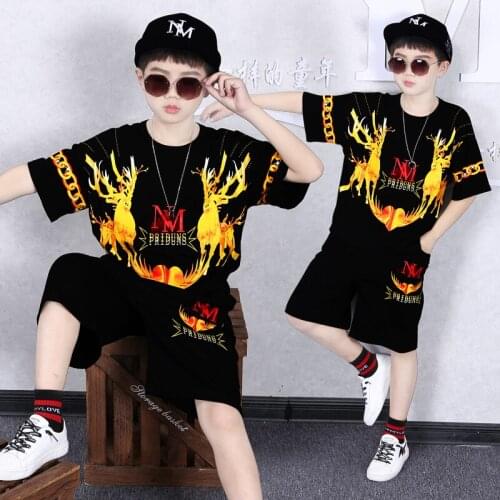 4-14 Years 2021 Summer Boy Clothing Set New Fashion Active Casual T-shirt+ Pant Kid Children Boy Teenager Clothing