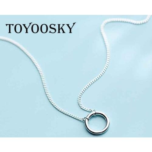 TOYOOSKY Jewelry 925 Sterling Silver Necklace Fashion Simple Hollow Round Pendant Necklace Chain Temperament Personality Gift