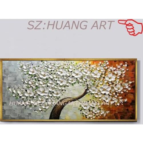 Unframed Handpainted Flower Tree Palette Thick Knife Oil Painting On Canvas Home Wall Decor For Living Room Artwork