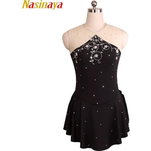 Nasinaya Figure Skating Dress Ice Skating Skirt for Girl Women Kids Patinaje Customized Competition Performance red shiny solid