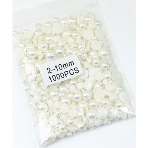 22Color 2-10mm Mixed Size AB Color ABS Imitation Pearls Half Round Flatback Resin Pearl Beads For DIY Craft Decoration Nail Art