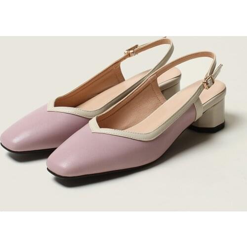 PQECFS Big size 30-43 high quality summer fashion women back strap med heels sandals 4 colors