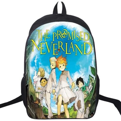 The Promised Neverland Anime Backpack Cartoon Emman Norm Schoolbags Teenager Laptop Rucksack Mochila Large Capacity Travel Bags