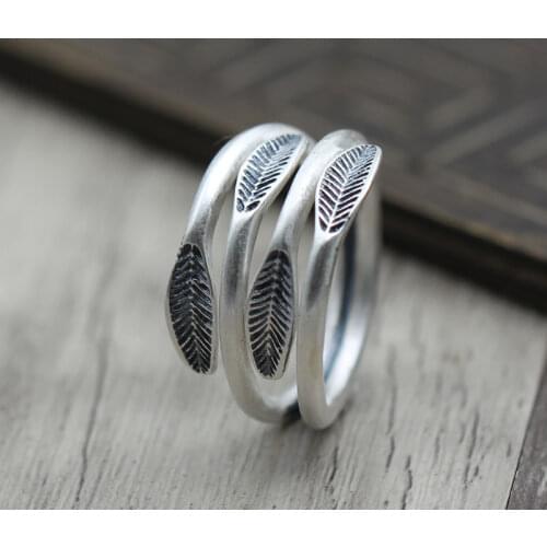 S990 silver jewelry personality hollow retro ring