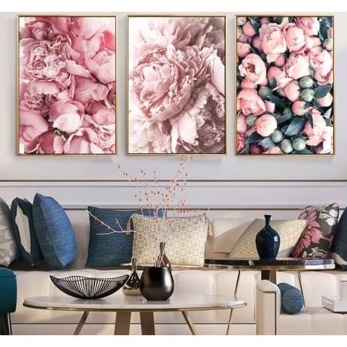 Scandinavian fashion poster rose flower feather nordic style wall art print on canvas painting modern home room decor