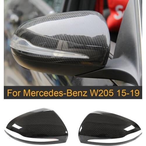 Dry Carbon Fiber Rearview Mirror Cover Cap for Mercedes-Benz W205 2015-2019 Add On Side Mirror Covers Caps RHD