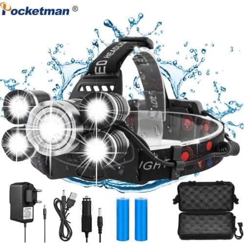 Super Bright Headlamp DC Charging Headlight Waterproof Head Light T6 LED Head Lamp Use Rechargeable 18650 Battery