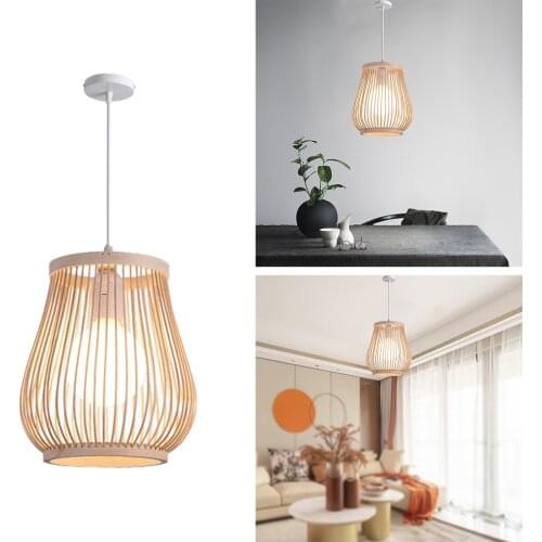Chinese Style Handmake Rattan Lamp Bamboo Pendant Light Indoor Lighting Hanging Ceiling Lamp for Home Bedroom Decors
