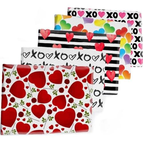 50*145CM Fabric Valentines Day Heart Pattern Printed Polyester Cotton Twill Fabric Patchwor Printed