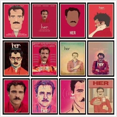 Perfect JL HER Joaquin Phoenix Classic Movie Poster Vintage Poster Wall Stickers For Living Room Home Decoration HBA50