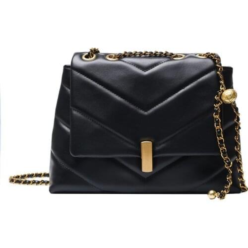 Vintage Chain Designer PU Leather Crossbody Bags For Women Winter Womens Trend Handbags Branded Trending Cross Body Bag