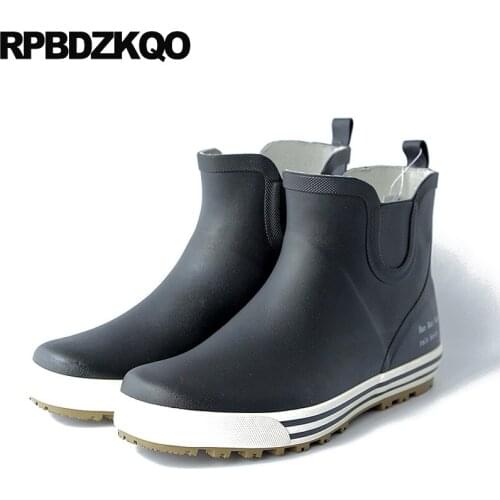 Waterproof Black Ankle Casual Thick Soled Rain Booties Shoes Rubber Mens Boots Male Platform Autumn High Top Fashion Short