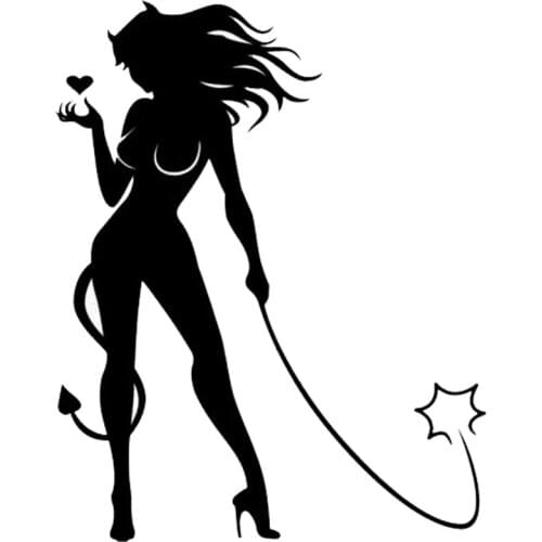 Funny 3D Car Sticker Sexy Devil Girl Personal Decals Personality Motorcycle Car Vinyl Laser Car Styling 10.2*12.7CM