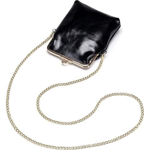 Women Handbags Mental Chain Organizer Purses Phone Bag Female Girl Genuine Leather Coin Phone Money Bag Small Clutch Pouch