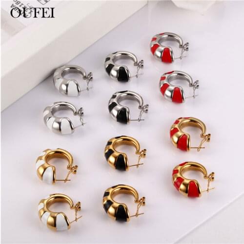OUFEI Small Hoop Earrings For Women Stainless Steel Jewelry Woman Accessories Korean Earings Fashion Jewelry Free Shipping