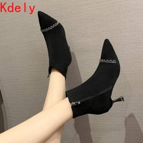 Winter Boots Lady Womens Rubber Shoes Rain Boots-women Booties Woman 2020 High Heels Round Toe Luxury Designer Rock