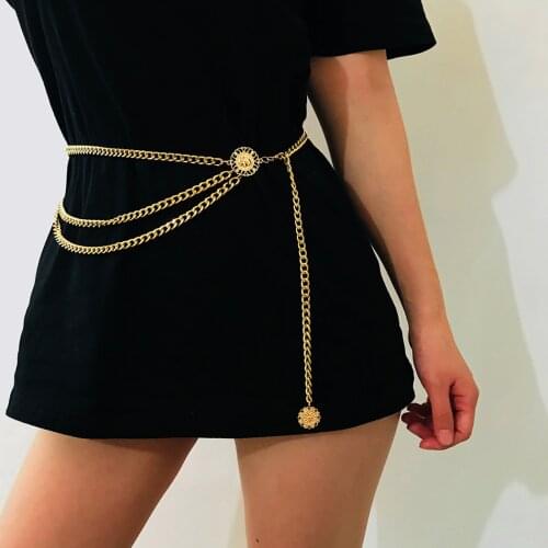 Womens Dress Belt Fashion Retro Skinny Waist Belt Chain Body Chain Belly Chain
