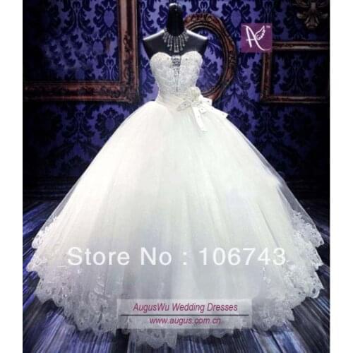 Dress free shipping White Tulle ball gown Luxury crystal baded victorian plus size Wedding gown bridal mother of the bride dress