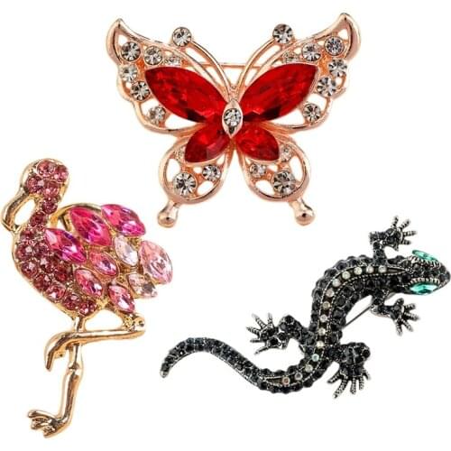 Animal Flamingo Lizard Gecko Butterfly Brooch Brooches For Women Cute Insect Brooch Pin Winter Coat Accessories Gift New 1pc