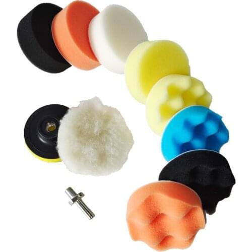 11Pcs/Set 3inch Car Polishing Disc Self-Adhesive Buffing Waxing Sponge Wool Wheel Polishing Pad For Car Polisher Drill Adapter