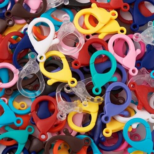 156pcs/Set Mixed Color Plastic Lobster Claw Clasps Hooks for DIY Keychains Charms Jewelry Making Findings 35~35.5x24.5x6mm