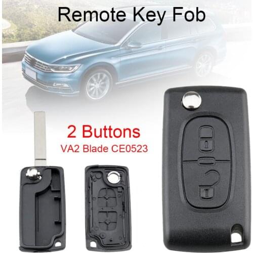 2 Buttons Entry Replacement Flip Folding Car Key Shell with Uncut Car Flip Key Fit for Citroen C3 C2 C4 C5 C6