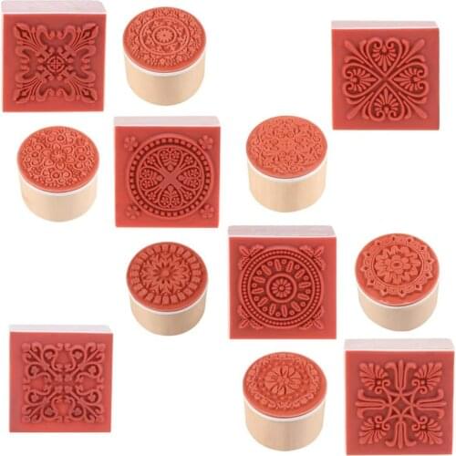 3cm Polymer clay tool Square Round Emboss Stamp Baroque Mandala Lace Texture Sculpture model ceramic polimerica pottery tools
