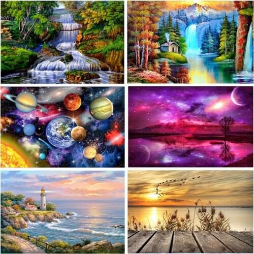 5D DIY Diamond Painting Garden Scenery Farm Mosaic Diamond Embroidered Flower Landscape Cross Stitch Rhinestones Home Decor Gift