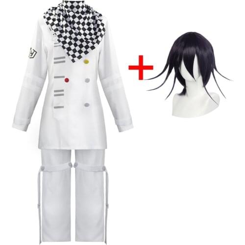 Anime Costumes Mens White Long Sleeve Trousers Halloween Carnival Funny Show Danganronpa Kokichi Oma Cosplay Costume