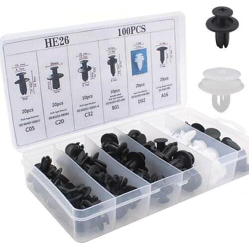 100-piece car fastener rivet kit For Renault Megane 2 3 Duster Logan Fiat Punto 500 Palio Argo grande Mini One Cooper SEAT